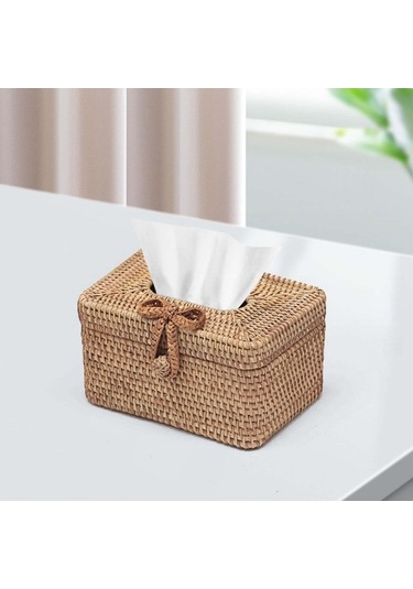 Pazly Yüz Yay Tokası Tutucu Suntek Rattan Mendil Kutusu Kapağı Ev Dekor Jp Diğer