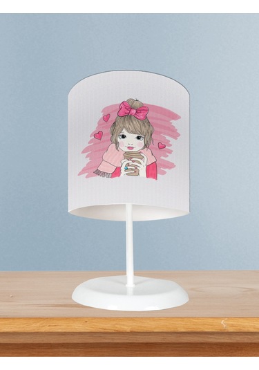 Mekta Home Bebek Ve Çocuk Odası Kurdeleli Kız Desenli Abajur