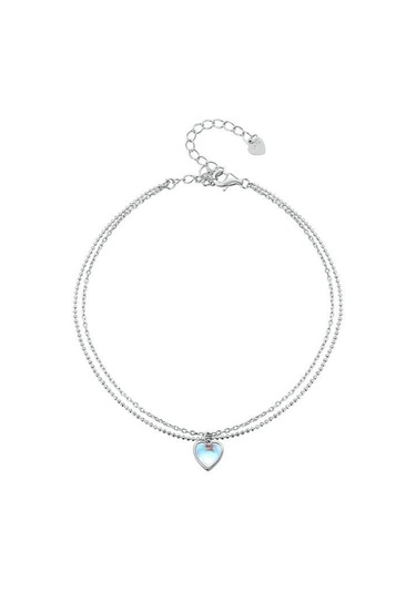 Sones Sterling Gümüş Kalp Çift Katmanlı Bileklik Çok Renkli