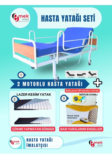 2 Motorlu Hasta Karyolası Ekonomik Takım Lazer Kesim Yataklı