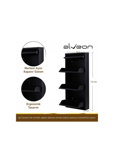 Alv-1003 Plus Alveon Metal Ayakkabılık Siyah