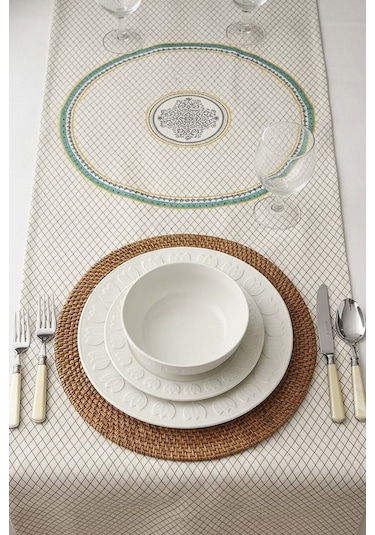 Safran Luxe Keten Runner 45x140 Cm Çok Renkli