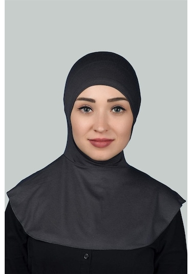 Kadın Tesettür Pratik Boyunluklu Hijab - Sporcu Bone Füme