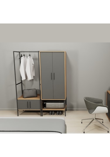 Lagomood Modulago Otel Portmanto Antrasit Ceviz