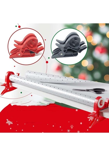 Sones 2 Adet / Paket Entegre Bant Dağıtıcılı Sarma Kağıdı Tutucu Masa Kelepçeleri Kırmızı