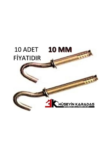 Meridyen Kancalı Açık Gömlek Çelik Dubel 10 Mm 10 Adet