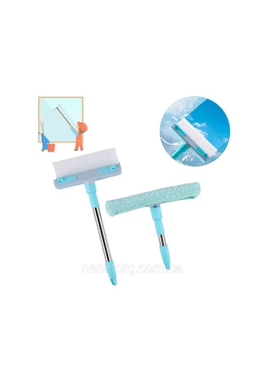 Peluşlu Cam Temizliği Çekçekli 2 in 1 Cam Temizleme Aparatı Yeşil