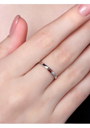 Uvelirnye Tradicii 925 Ayar Gümüşten Doğal Grenat Taşlı Yüzük 412068622 Beyaz