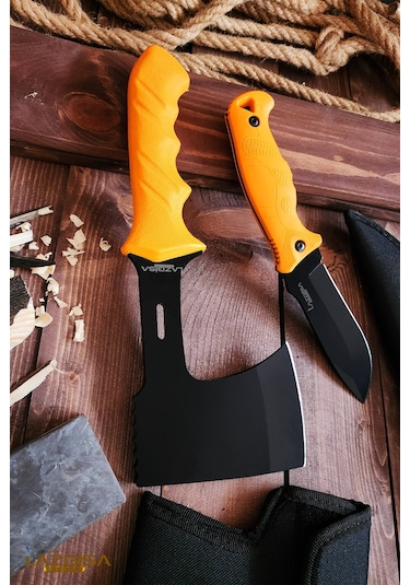 Outdoor Balta Bıçak 2li Set Kamp Baltası Bıçağı Nacak Budama Baltası