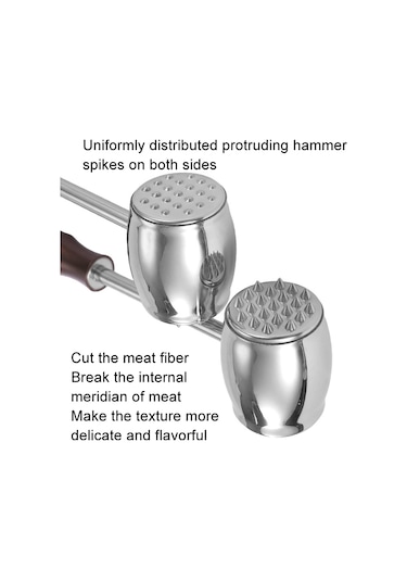 Cbtx 304 Paslanmaz Çelik Sığır Çekiç Kalınlaşmış Katı Tokmağı Mutfak Çift Taraflı Et Gevşek, Sap: Alüminyum