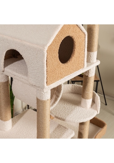 Raikou Premium Kedi Ağacı Yumuşak Peluş Dayanıklı Çok Katlı Tasarım