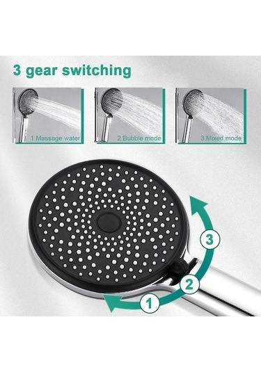 Novahub Gümüş 3 Vitesli Büyük Duş Başlığı Yüksek Basınçlı Güçlü Akım Su Tasarruflu El Duş Başlığı 204 Su Çıkışı Kendi Kendini Temizleyen Banyo Duşu Gümüş Gümüş
