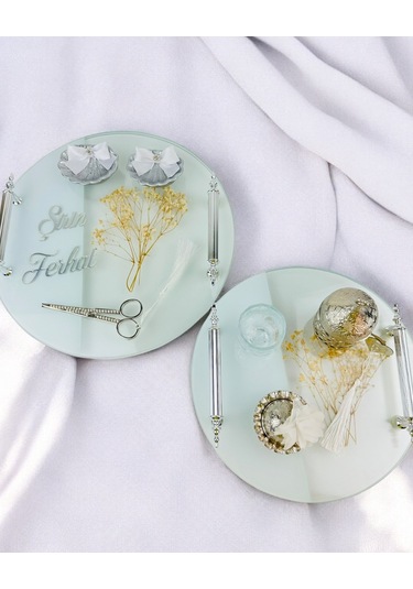 Radiant Söz Tepsisi Ve Nişan Tepsisi Seti Kırmızı Kırmızı