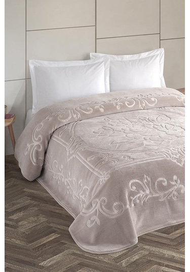 Taç Kristal Emboss Çift Kişilik Battaniye Cappucino Cappuccino