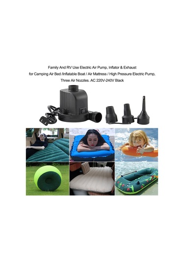 Padalink "ev Ve Karavan İçin Çok Amaçlı Elektrikli Hava Pompası - Şişirme Ve Boşaltma Fonksiyonlu, 3 Nozullu, 220v-240v"