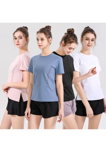 Skycity Kadınlar İçin Nefes Alabilen Yoga Tişörtü - Esnek Kumaş, Split Etek, Xl Boyut SiYAH