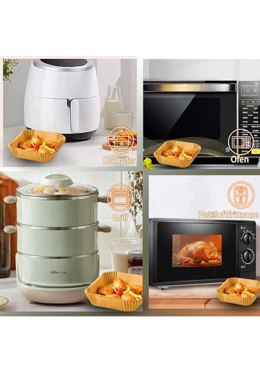 Geeroyoo Hava Fritözü, Fırın Ve Izgaralar İçin 100 Adet Anti Yapışkan, Su Ve Yağ Geçirmez Kare Parchment Kağıdı Ahşap