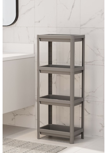 4 Katlı Slim Mutfak & Banyo Raf Ünitesi, Gri Gri