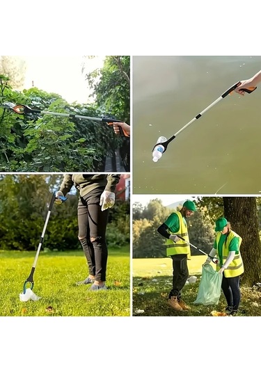 Hightower Yeşil Katlanır Metal Tutucu 360 Derece Dönen Kaymaz Sap Çöp Toplama Yardımcı