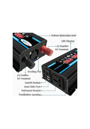 Moly Yüksek Frekans 4000w Tepe Güç Dc 12v İndirgemli Sinüs Dalgası İnvertörü - Araba Kamp İçin İdeal