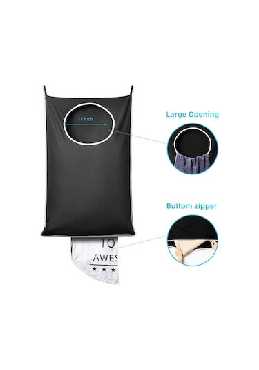 Cbtx Banyo Çamaşır Saklama Çantası Duvara Montaj Asılı Giyim Organizatör Siyah Diğer