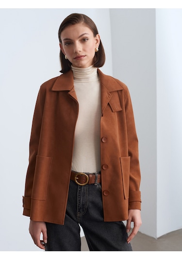 Dilvin 60778 Süet Ceket-camel Camel