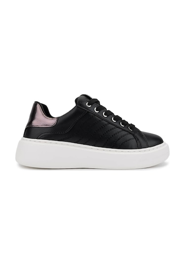 Tamer Tanca Kadın Suni Deri Siyah Sneakers & Spor Ayakkabı 1065 065 Bn Ayk Sk25-26 Sıyah/platın Siyah