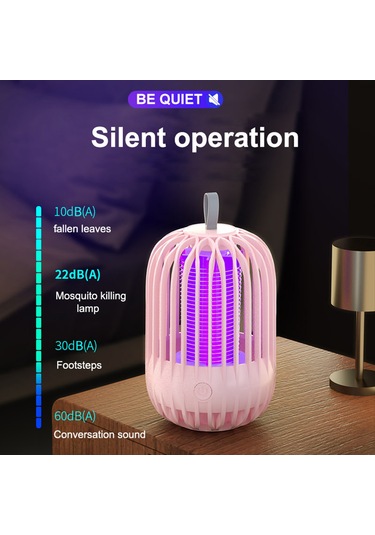 Gajeena Pembe Ev Mosquito Killer Lamba: 365nm Mor Işık, Turbo Emme, Yüksek Gerilimle Öldürücü, 1200mah Pil, Led Gece Lambası