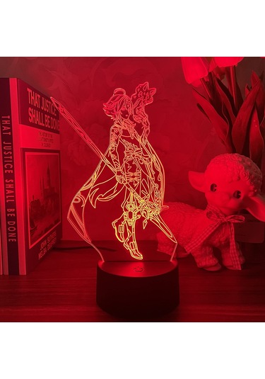 Wezone Anime Temalı Kumandalı Gece Lambası -原神 Karakter Desenli Işıklı Dekoratif Aydınlatma Şeffaf