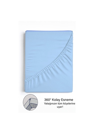 Ranforce Mavi Pamuklu Tek / Çift Kişilik Battal Tam Kenar Lastikli Çarşaf 14 Renk Fıtted Mavi