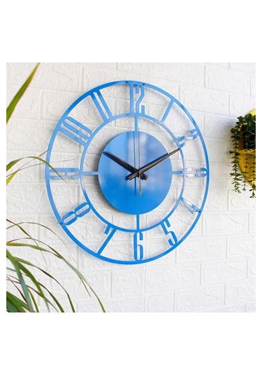 Mavi Latin Rakamlı Dekoratif Dekor Saat
