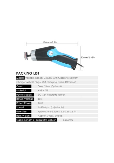 Geeksen "60w Mini Cila Makinesi - 8500 Rpm Ayarlanabilir Hız, Araç Yüzey Parlatma Ve Çizik Giderme"