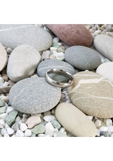 Chavin 4 Mm Söz Nişan Gri Bayan Erkek Çelik Yüzük Eh24By Gümüş