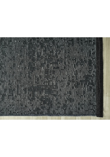 Aura Pixel Antrasit Grey- Pamuk Tabanlı Yıkanılabilir Şönil Kilim