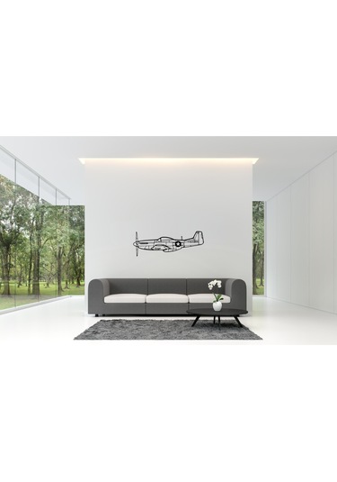 P-51 Mustang Uçak Duvar Süsü Tablo Dekorasyonu 2d 45-50cm