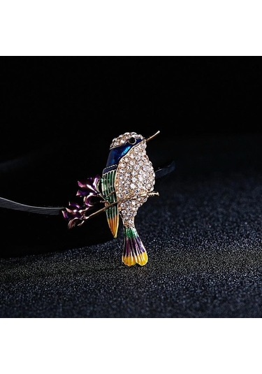 Kuş Model Yaka İğnesi Çok Renkli