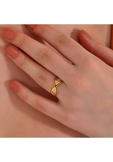 Casera's Gümüş Gold Zirkon Taşlı Sonsuzluk Kadın Yüzük Csr2185283 Gümüş