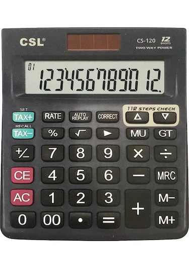 Csl Cs-120 12 Hane Masa Tipi İşlem Kontrollü Hesap Makinesi Siyah