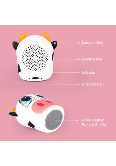 Kosona A1 Mini Bluetooth Hoparlör, Tws İlişkilendirme, Fotoğraf Tuşu Ve Mikrofon Desteği, 400mah Pil, Sığır Desenli Taşınabilir Ses Cihazı