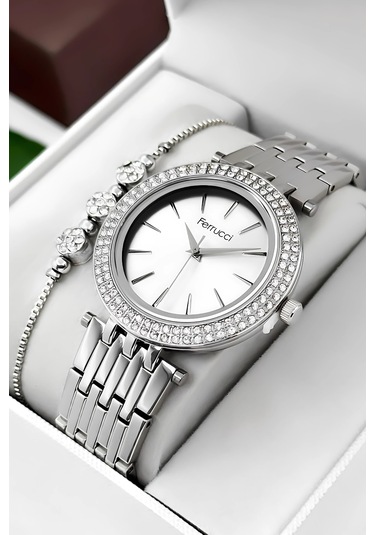 Ferrucci Çelik Kordon & Şık Tasarım, Kadın Kol Saati, 3atm Suya Dayanıklı Gümüş Sdfer154 Çok Renkli