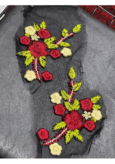 16x13 Cm Güpür Nakış Işleme Ikili Aplike Yama Dikiş Aksesuarı