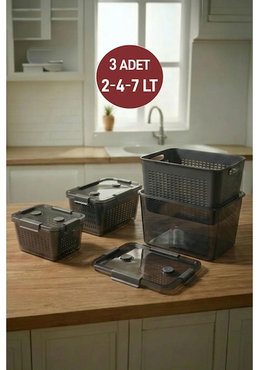 Selka Home Lavin 3'lü Saklama  Kabı ( 2-4-7 Lt. )