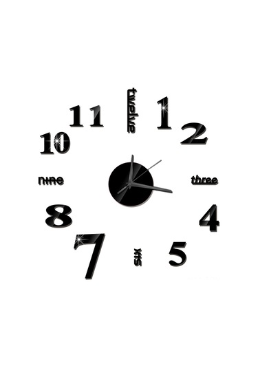 Tenfowee Modern Akrilik Duvar Saati - Sessiz Çalışma, Dıy Dekor, Ev Ofis İçin Şık Tasarım Pil Hariç - Siyah Siyah