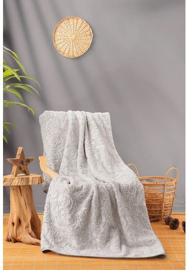 Cotton Box Emboss Çift Kişilik Battaniye 220 240 Taş Taş