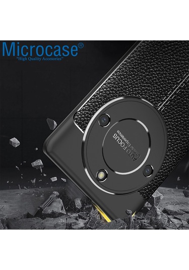 Honor X9a 5G Leather Serisi Deri Efekt Silikon Kılıf-Siyah AL3337