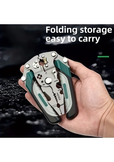 Fastbuy Green Tel Düzenleyici Pense - Katlanır Elektrikçi Aleti, Sıkma Kesme, Cıvata Anahtarı