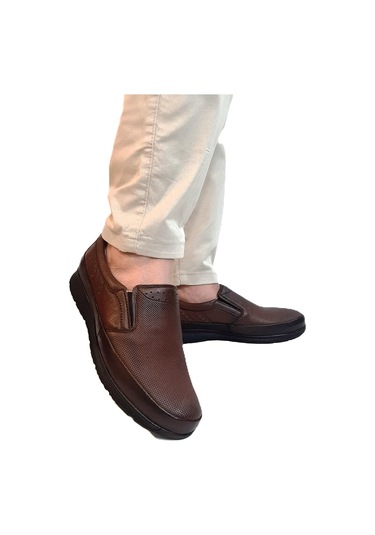 Fiyra Fth02 Kahverengi Hakiki Deri Kaymaz Bağacaksız Erkek Ayakkabı Kahverengi