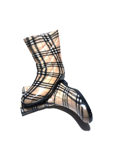 Yağmur Çizmesi Su Geçirmez Kahve - Krem