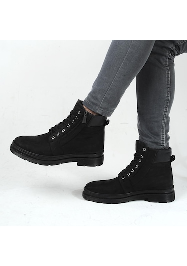 Bulldozer 220235 Siyah Nubuk Kışlık Erkek Deri Bot Siyah