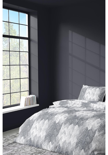 Zeynep Tekstil Pamuklu Nevresim + Yastık Kılıfı Çarşafsız Çift Kişilik Nevresim Seti Gri 200 x 220